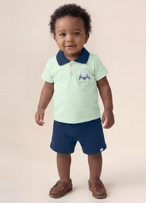 Brandili - Conjunto Infantil Menino em Cotton Azul - BRANDILI