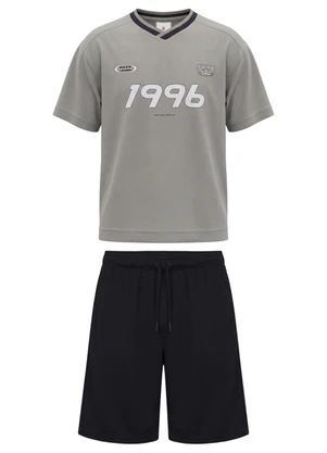 Brandili - Conjunto Infantil Menino em Malha Cinza - BRANDILI