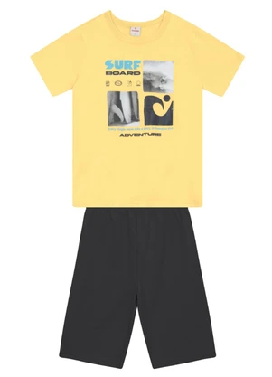 Brandili - Conjunto Infantil Menino em Meia Malha Amarelo - BRANDILI