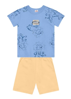 Brandili - Conjunto Infantil Menino em Meia Malha Azul - BRANDILI