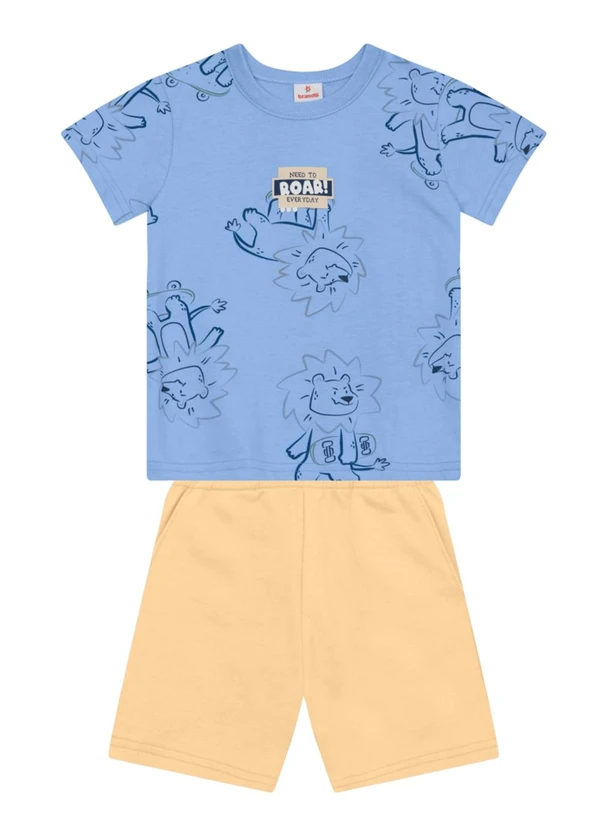 Brandili - Conjunto Infantil Menino em Meia Malha Azul