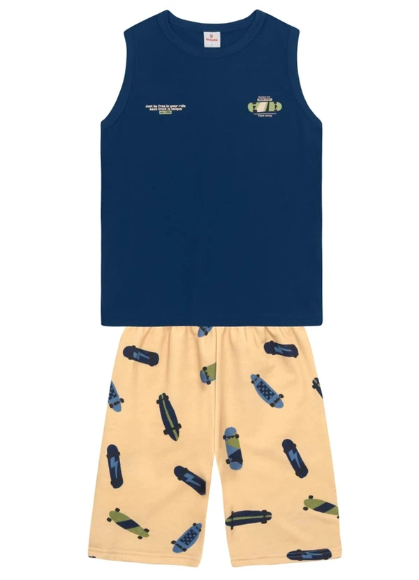 Brandili - Conjunto Infantil Menino em Meia Malha Azul