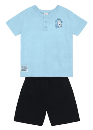 Brandili - Conjunto Infantil Menino em Meia Malha Azul - BRANDILI