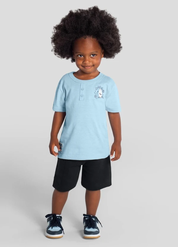 Brandili - Conjunto Infantil Menino em Meia Malha Azul