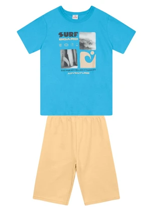 Brandili - Conjunto Infantil Menino em Meia Malha Azul - BRANDILI