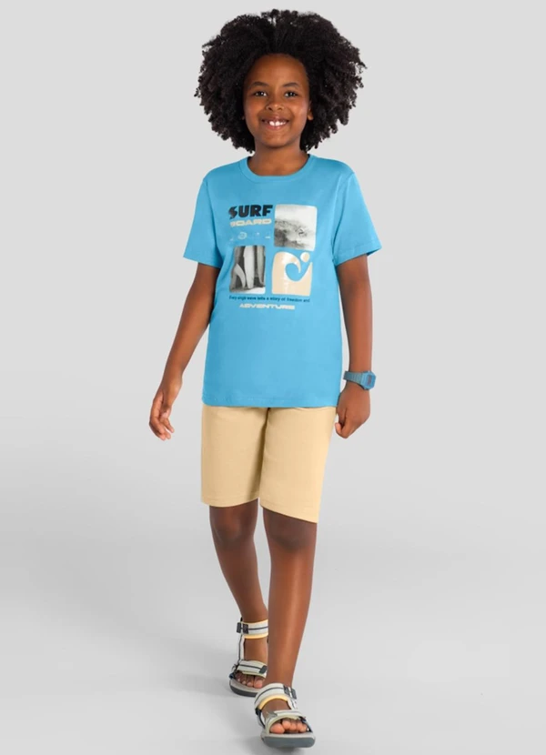 Brandili - Conjunto Infantil Menino em Meia Malha Azul