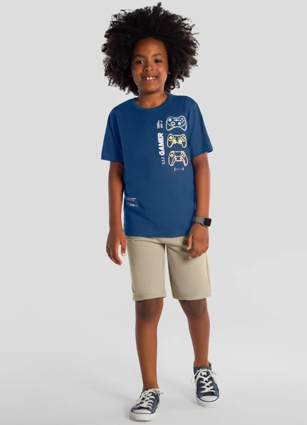 Brandili - Conjunto Infantil Menino em Meia Malha Azul