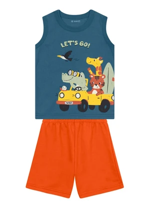 Brandili - Conjunto Infantil Menino em Meia Malha Azul - BRANDILI