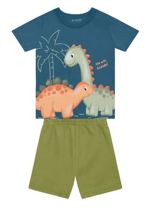 Brandili - Conjunto Infantil Menino em Meia Malha Azul - BRANDILI