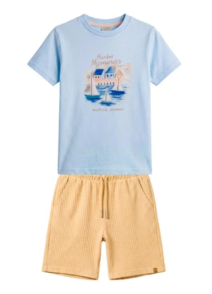 Brandili - Conjunto Infantil Menino em Meia Malha Azul - BRANDILI