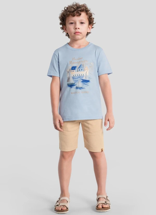 Brandili - Conjunto Infantil Menino em Meia Malha Azul