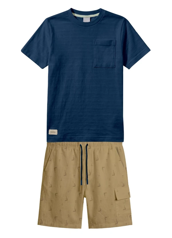 Mundi - Conjunto Infantil Menino em Meia Malha Azul