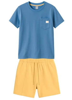 Brandili - Conjunto Infantil Menino em Meia Malha Azul - BRANDILI