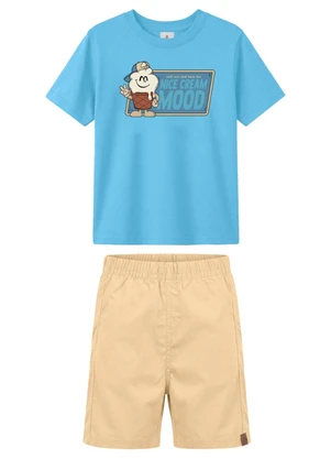 Brandili - Conjunto Infantil Menino em Meia Malha Azul - BRANDILI