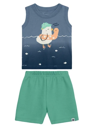 Brandili - Conjunto Infantil Menino em Meia Malha Azul - BRANDILI