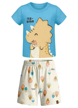 Brandili - Conjunto Infantil Menino em Meia Malha Azul - BRANDILI