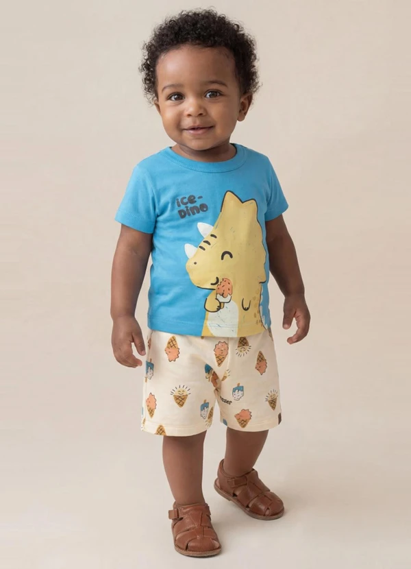 Brandili - Conjunto Infantil Menino em Meia Malha Azul