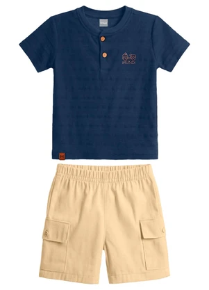 Mundi - Conjunto Infantil Menino em Meia Malha Azul - MUNDI