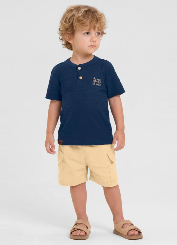 Mundi - Conjunto Infantil Menino em Meia Malha Azul