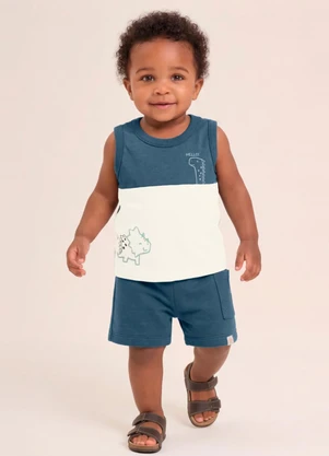 Brandili - Conjunto Infantil Menino em Meia Malha Azul - BRANDILI