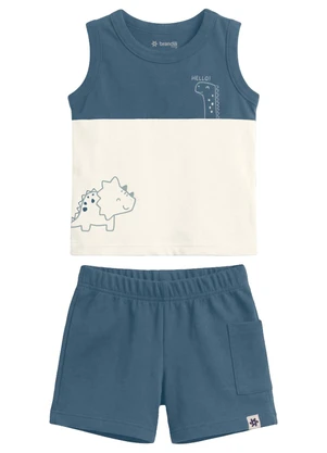 Brandili - Conjunto Infantil Menino em Meia Malha Azul - BRANDILI