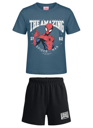 Brandili - Conjunto Infantil Menino em Meia Malha Azul - BRANDILI