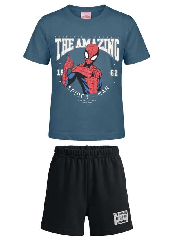 Brandili - Conjunto Infantil Menino em Meia Malha Azul