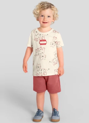 Brandili - Conjunto Infantil Menino em Meia Malha Bege - BRANDILI