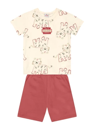Brandili - Conjunto Infantil Menino em Meia Malha Bege - BRANDILI