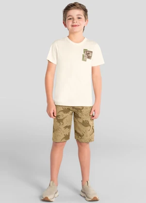 Brandili - Conjunto Infantil Menino em Meia Malha Bege - BRANDILI