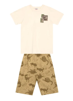 Brandili - Conjunto Infantil Menino em Meia Malha Bege - BRANDILI