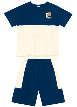 Brandili - Conjunto Infantil Menino em Meia Malha Bege - BRANDILI