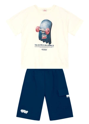 Brandili - Conjunto Infantil Menino em Meia Malha Bege - BRANDILI