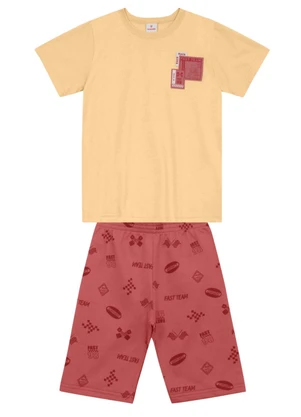 Brandili - Conjunto Infantil Menino em Meia Malha Bege - BRANDILI