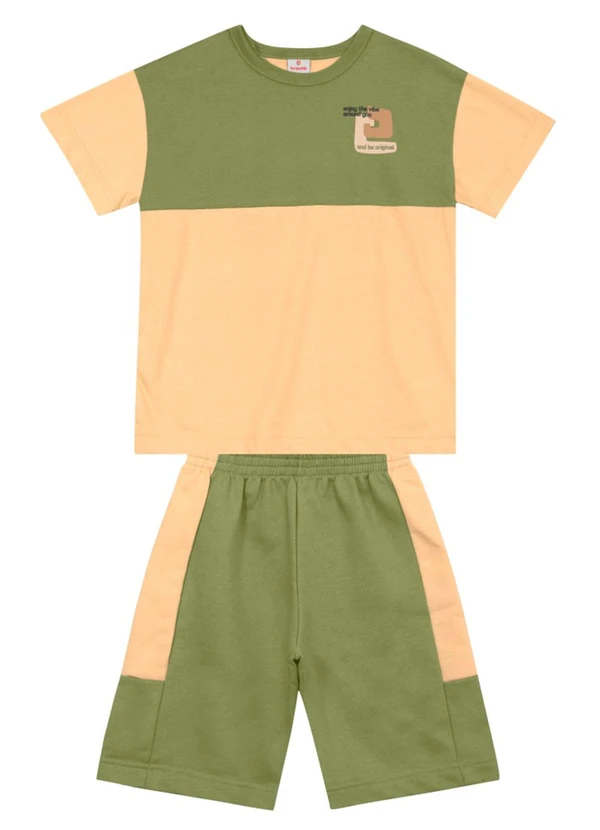 Brandili - Conjunto Infantil Menino em Meia Malha Bege