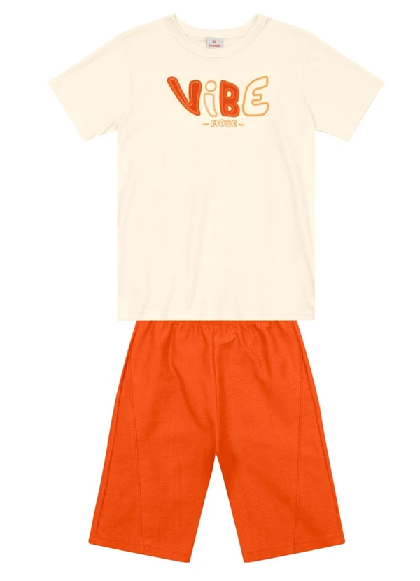 Brandili - Conjunto Infantil Menino em Meia Malha Bege