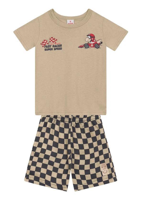 Brandili - Conjunto Infantil Menino em Meia Malha Bege
