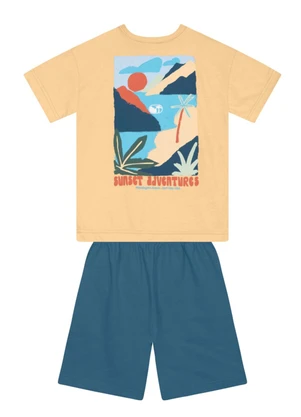 Brandili - Conjunto Infantil Menino em Meia Malha Bege - BRANDILI