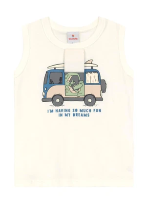 Brandili - Conjunto Infantil Menino em Meia Malha Bege - BRANDILI