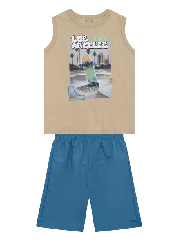 Brandili - Conjunto Infantil Menino em Meia Malha Bege