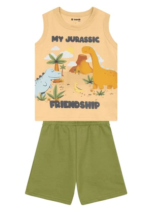 Brandili - Conjunto Infantil Menino em Meia Malha Bege - BRANDILI