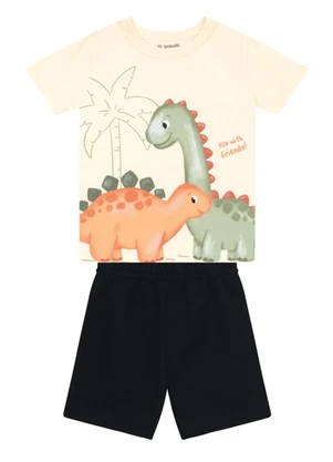 Brandili - Conjunto Infantil Menino em Meia Malha Bege - BRANDILI
