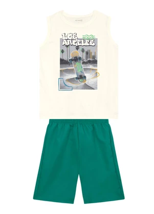 Brandili - Conjunto Infantil Menino em Meia Malha Bege - BRANDILI