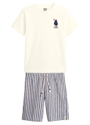 Brandili - Conjunto Infantil Menino em Meia Malha Bege - BRANDILI