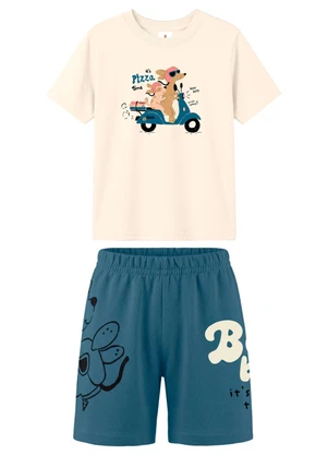 Brandili - Conjunto Infantil Menino em Meia Malha Bege - BRANDILI