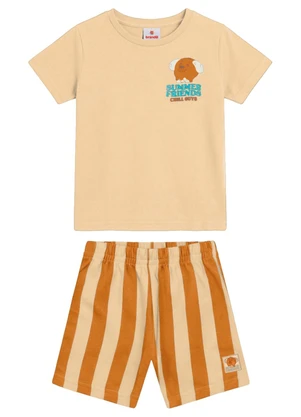Brandili - Conjunto Infantil Menino em Meia Malha Bege - BRANDILI