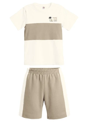 Brandili - Conjunto Infantil Menino em Meia Malha Bege - BRANDILI