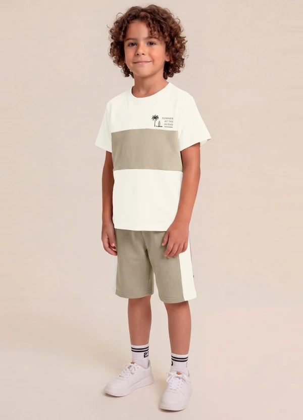 Brandili - Conjunto Infantil Menino em Meia Malha Bege