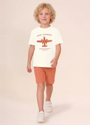 Brandili - Conjunto Infantil Menino em Meia Malha Bege - BRANDILI