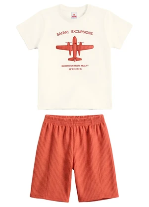 Brandili - Conjunto Infantil Menino em Meia Malha Bege - BRANDILI